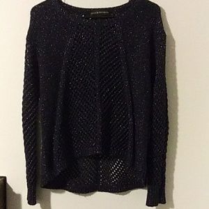 Open knit chain sleeve sweater
